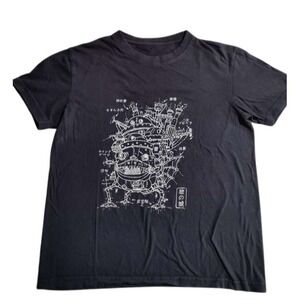 Howls Moving Castle T Shirt Black Anime Graphic Tee